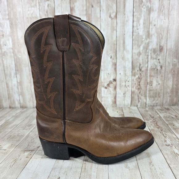Laredo Shoes - Laredo Women's Brown Leather Western Cowboy Boots 5.5D Made in USA womens 7